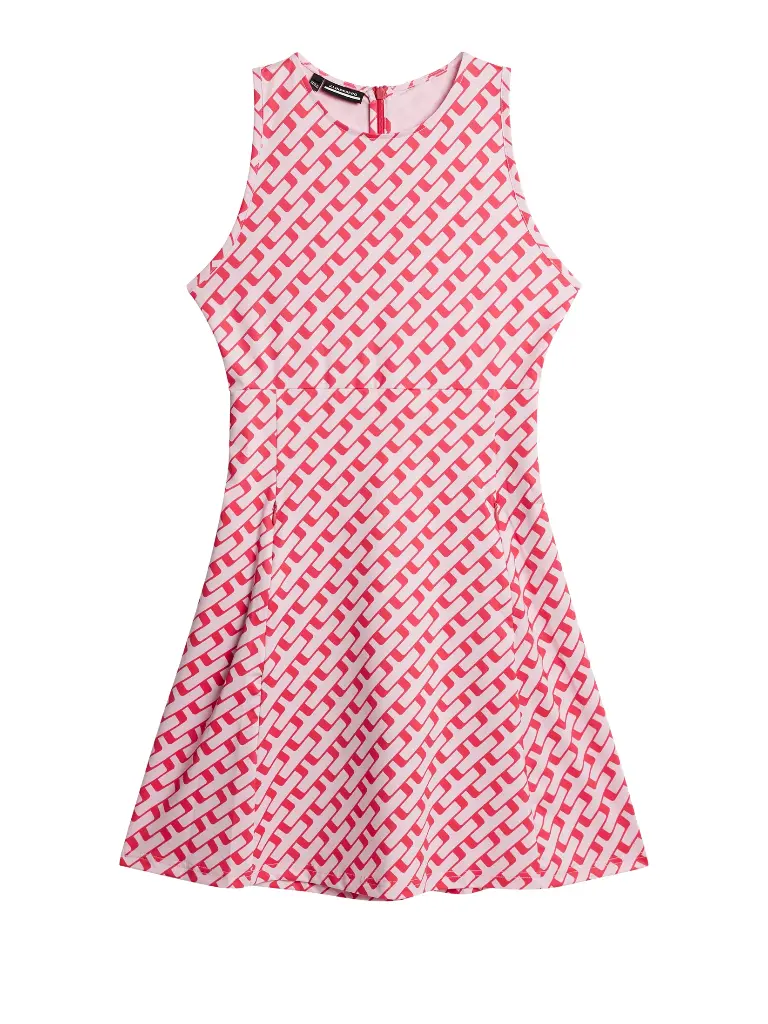 JL GWSD11785 Cora Print Dress Tour Geo Pink