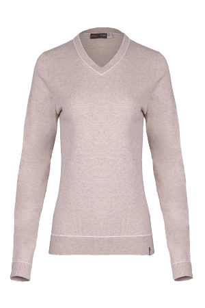 Kjus K00889 Women Kicki V-Neck Sweater Oyster/White
