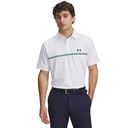 1378676-103 UA Playoff 3.0 Stripe Polo White/Team Kelly Green/Midnight Navy 
