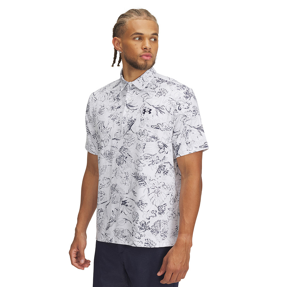 1378677-118 UA Playoff 3.0 Printed Polo White/Midnight Navy/Midnight Navy (XL)