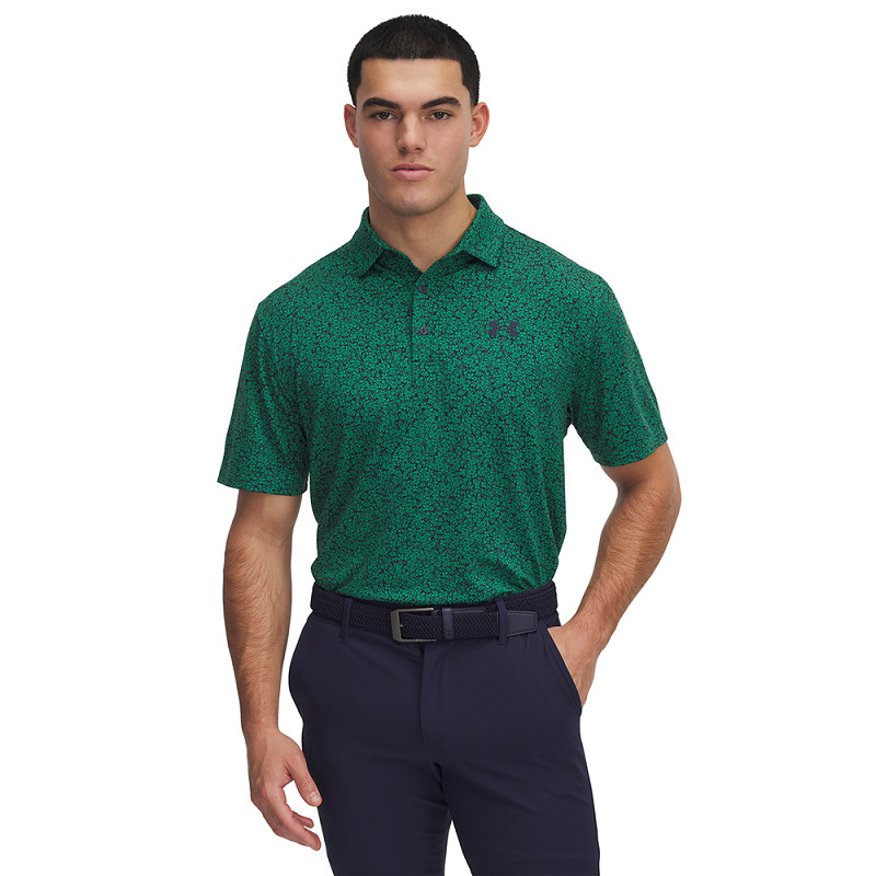 1378677-305 UA Playoff 3.0 Printed Polo Team Kelly Green/Midnight Navy (L)