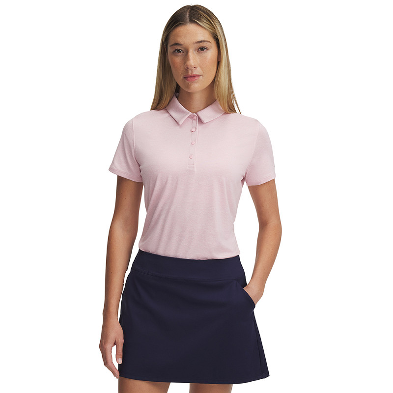 1383612-647 UA Playoff SS Polo Prime Pink/Downpour Gray