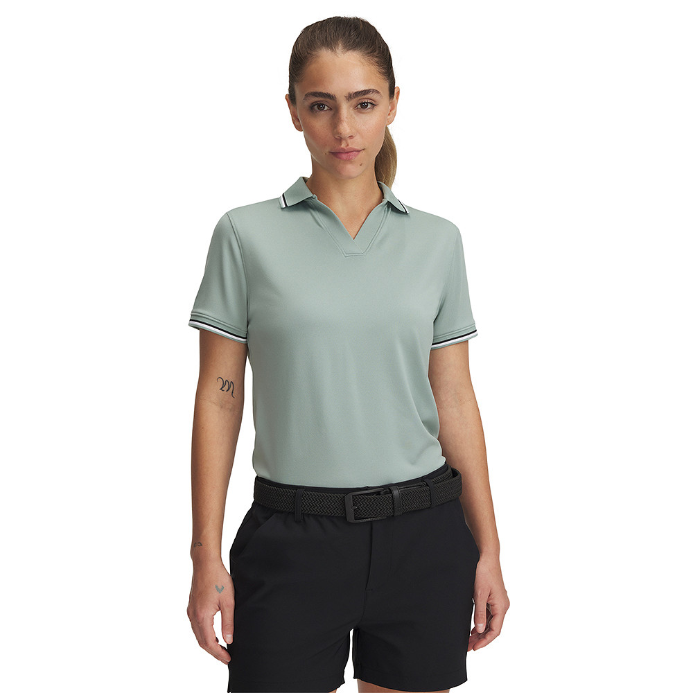 6000657-348 UA Drive SS Rib Polo Silica Green/Black/Black