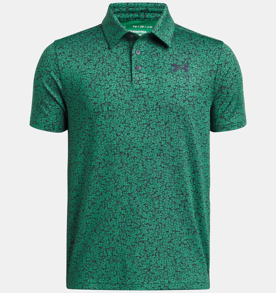 1382681-305 UA Playoff Printed Polo Team Kelly Green/ Midnight Navy/Midnight NAvy