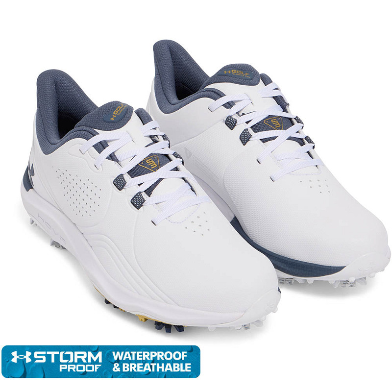 3026919-103 UA Drive Pro Wide White/Downpour/Metallic Gold (44)