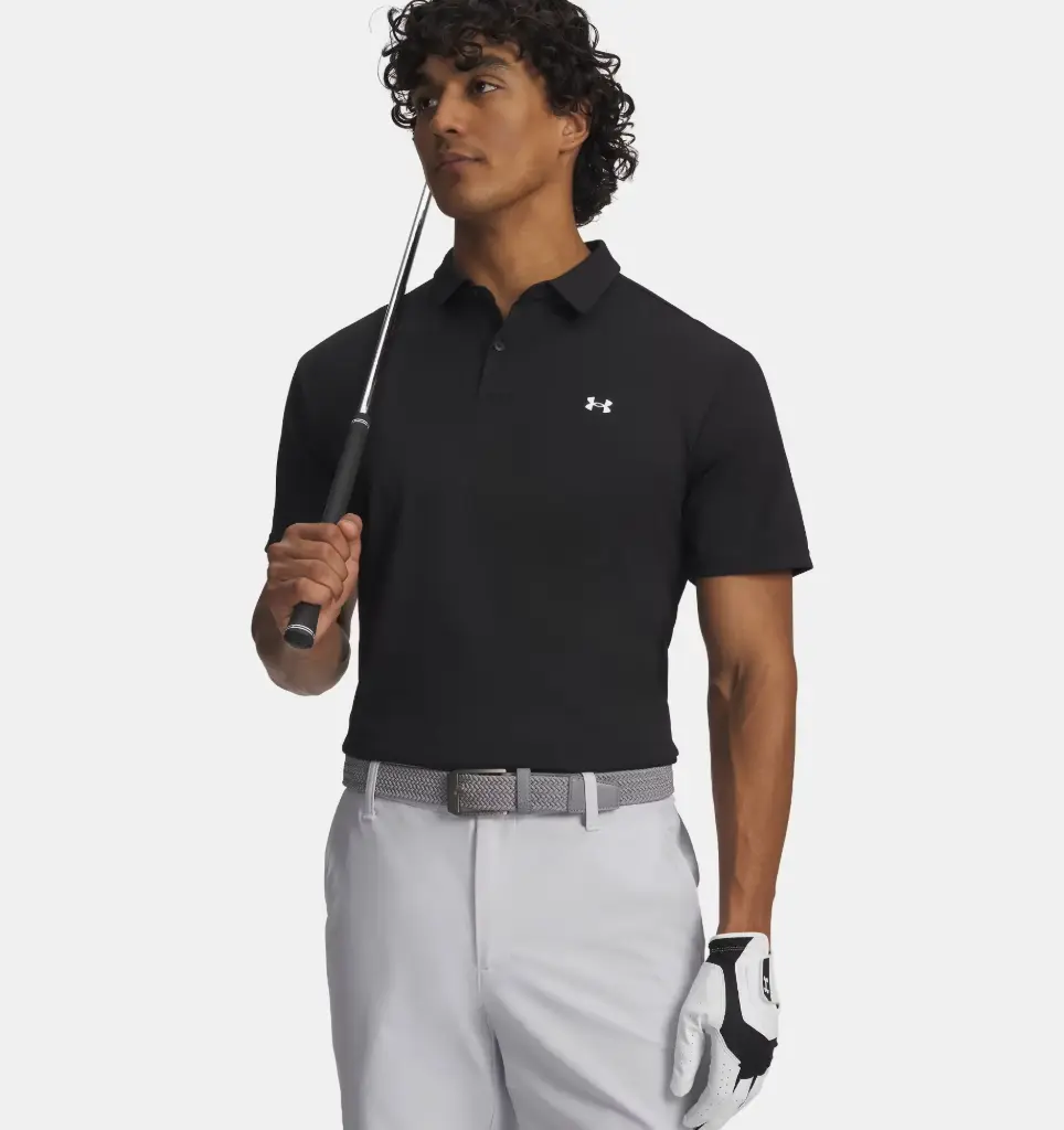 6012303-001 UA T2G Pique Polo Black/White