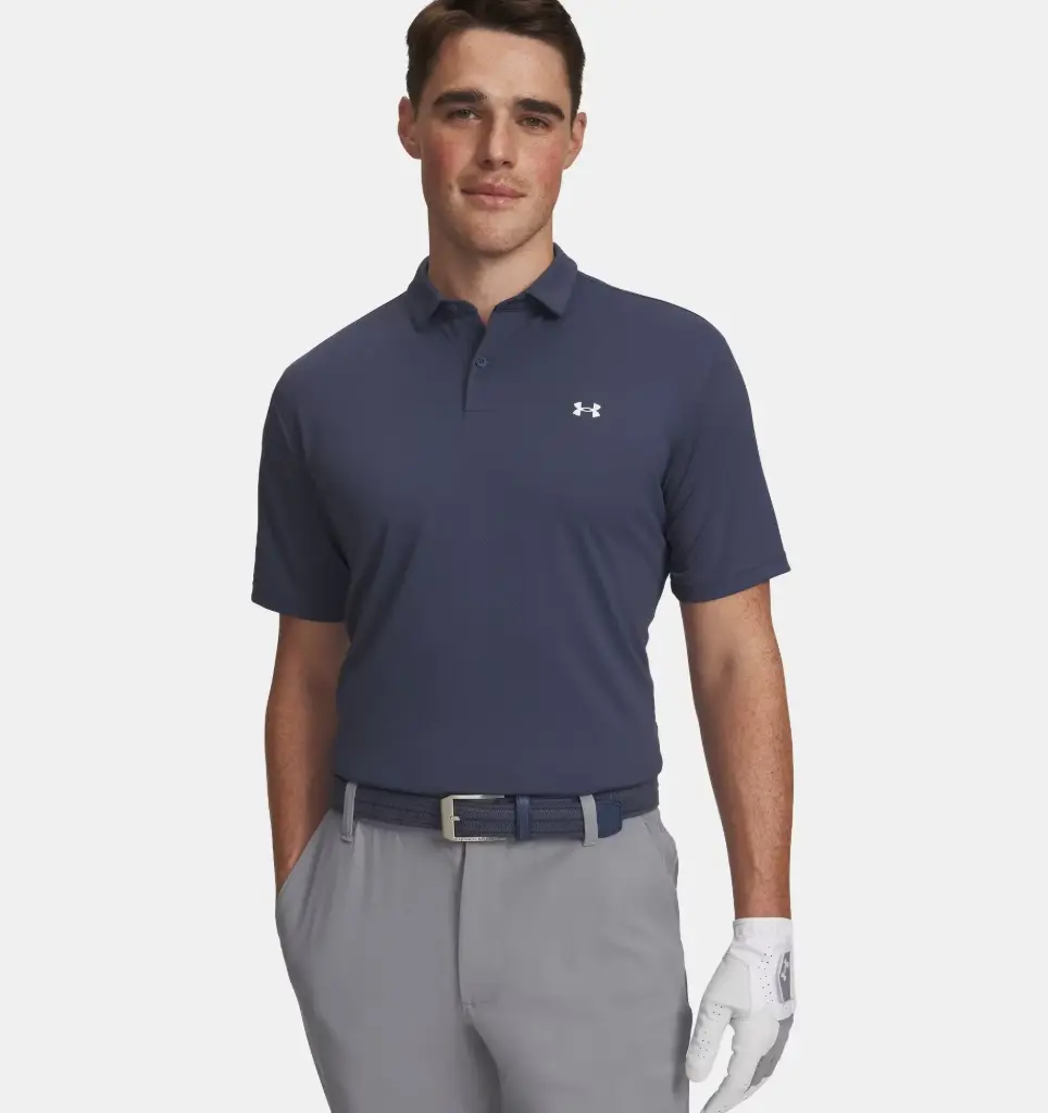 6012303-044 UA T2G Pique Polo Downpour Gray/White