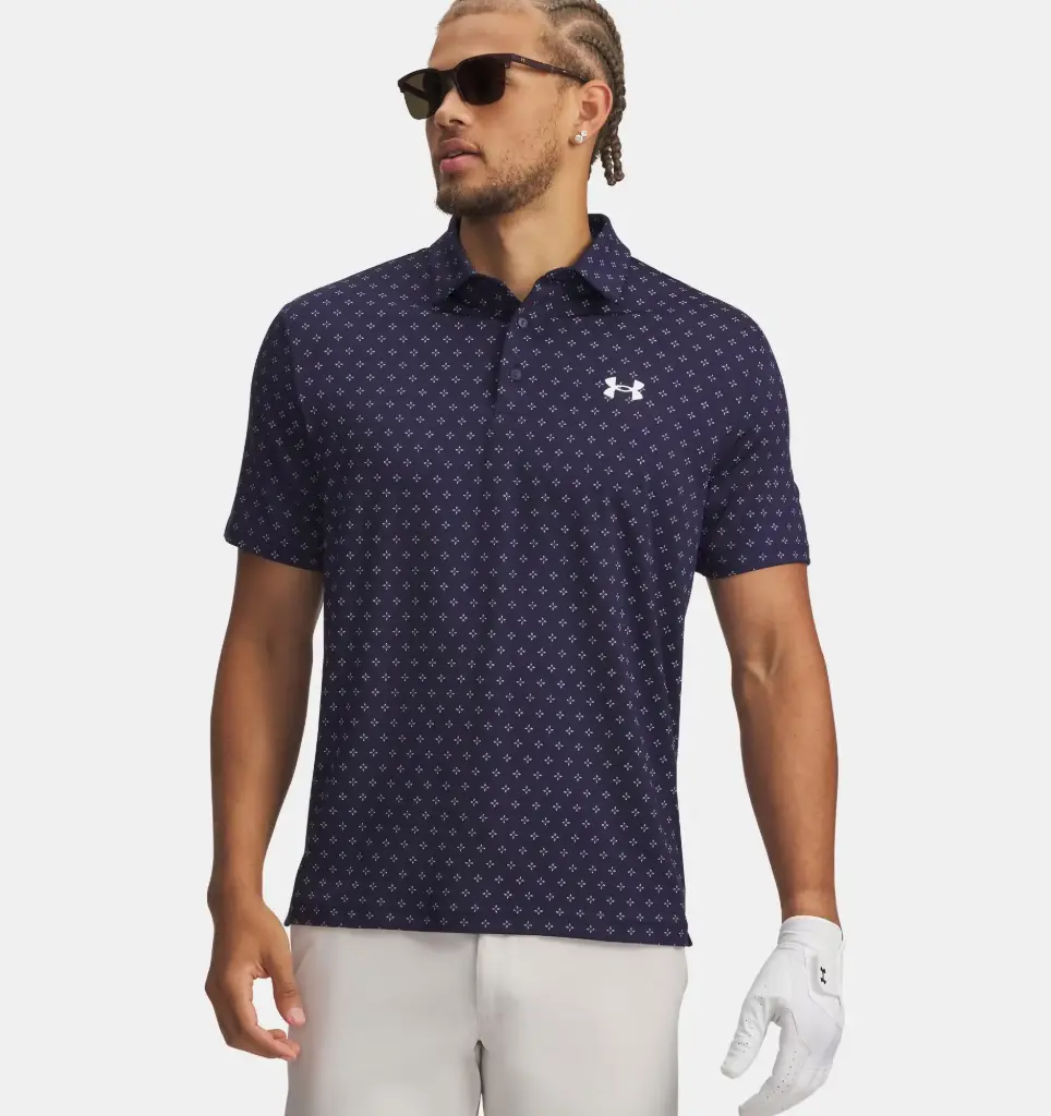 1378677-427 UA Playoff 3.0 Pr Polo-Micro Flower Dot Midnight Navy/Downpour Gray/Halo Gray