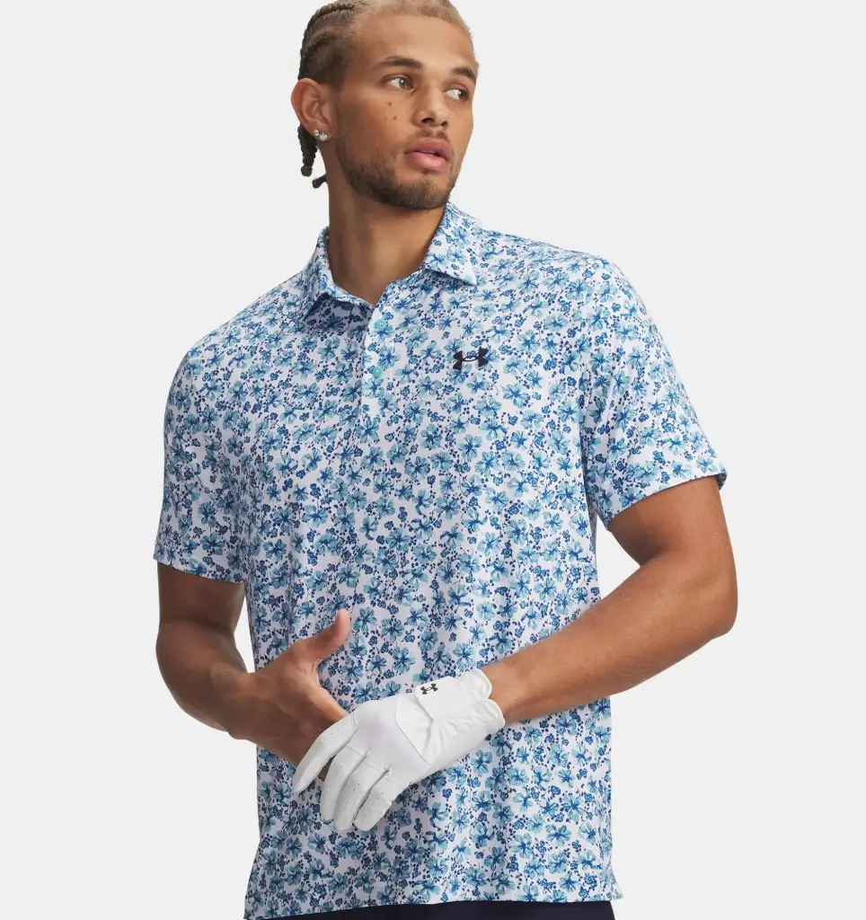 1378677-123 UA Playoff 3.0 Pr Polo Floral Breeze White/Varsity Blue/Midnight Navy