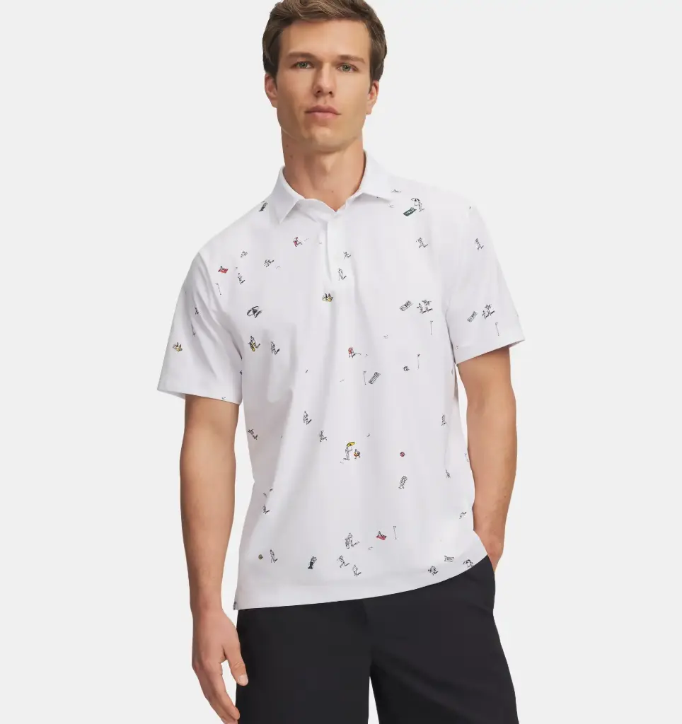6009719-101 UA ArmourDry Pr Polo Beach Golf White/Rack Green/Black (L)