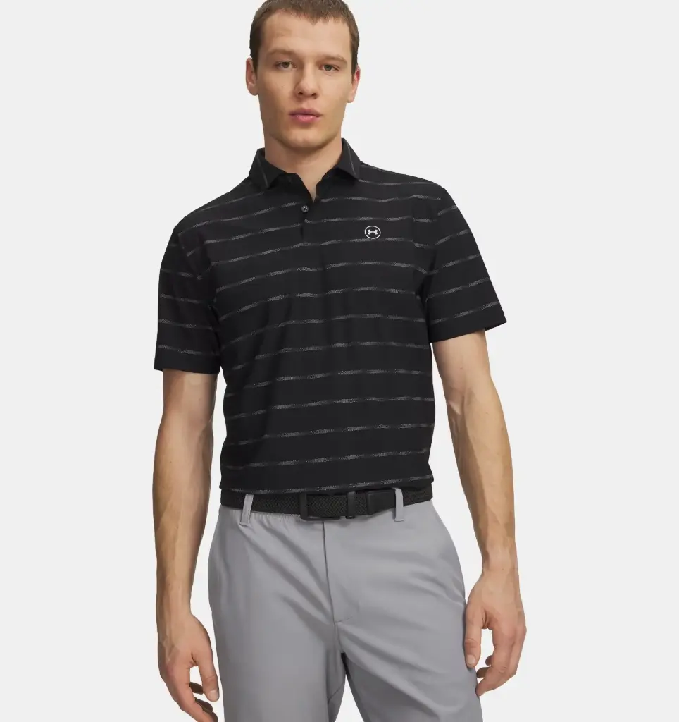 6009724-001 UA Drive Chill Pr Polo Horizon Stripe Black/Castlerock/Halo Gray