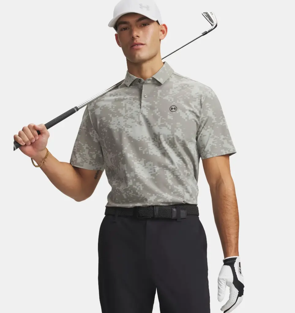 6009724-069 UA Drive Chill Pr Polo Digi Radar Camo Titanium/Clay Green/Black
