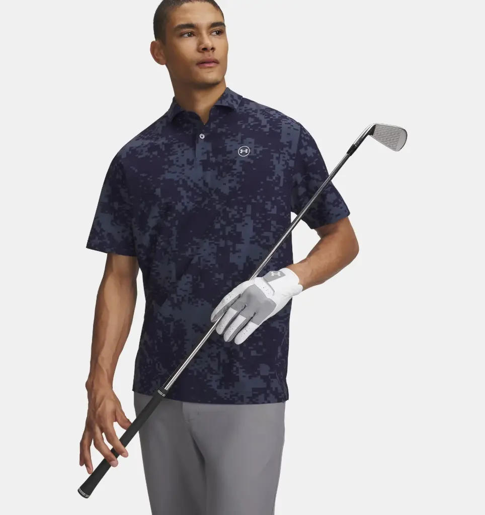 6009724-411 UA Drive Chill Pr Polo Digi Radar Camo Midnight Navy/Halo Gray