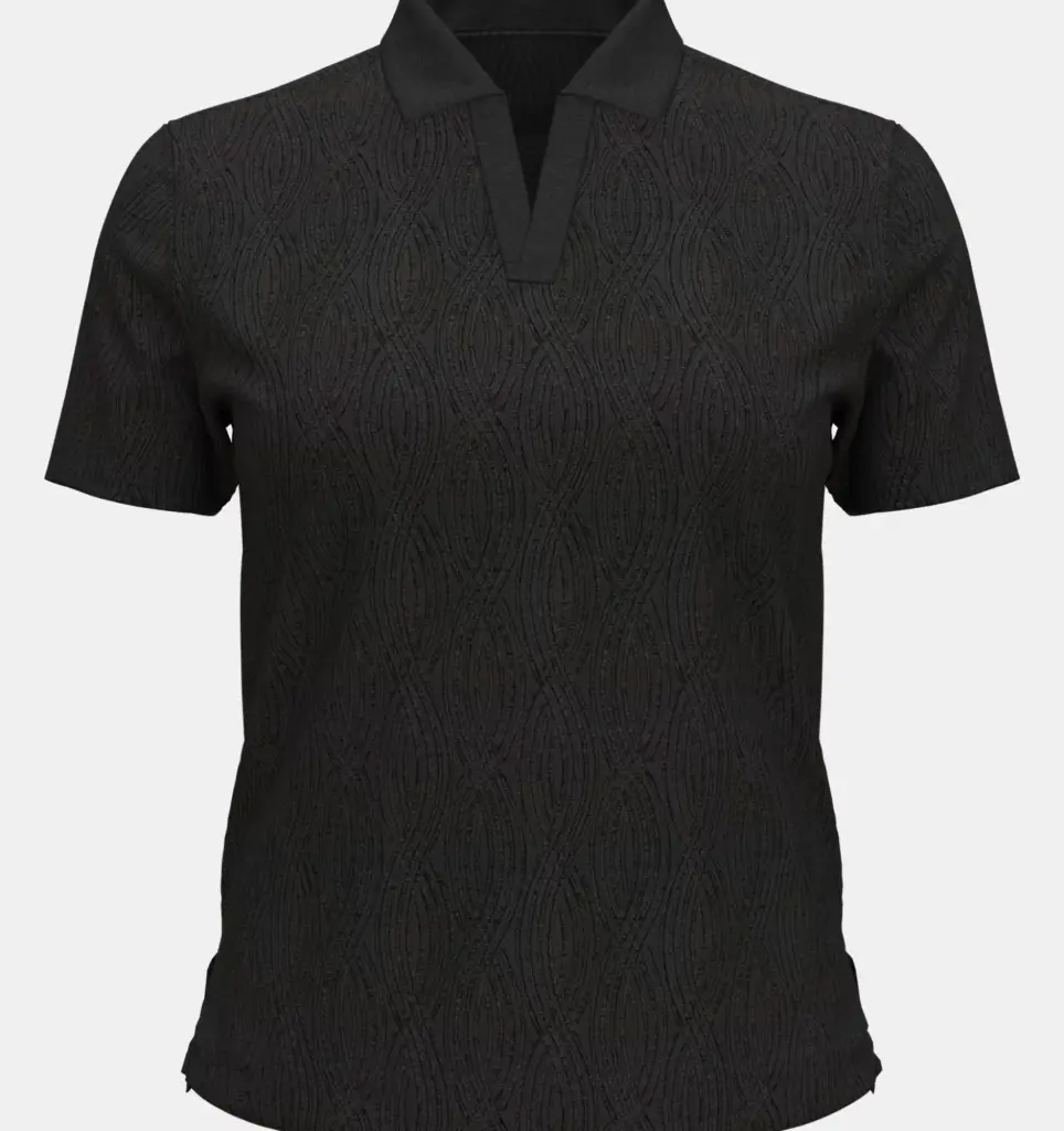 6009801-001 UA Halo Bonded Jacquard Polo Black/Silver Reflective (L)