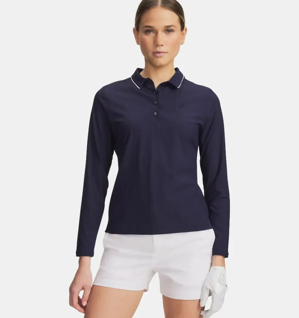 6009834-410 UA Drive Chill LS Polo Midnight Navy/White/Midnight Navy
