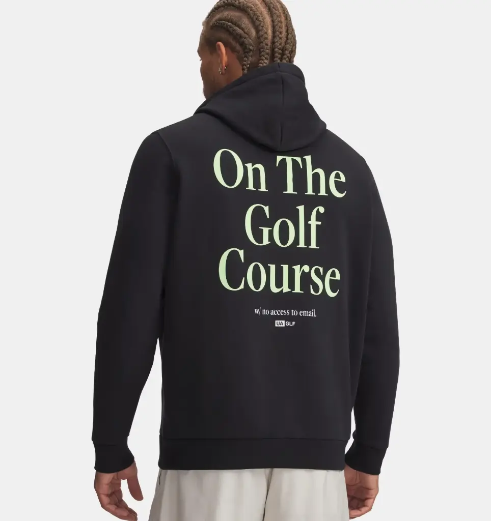 6009757-001 UA Icon Golf Trip Hoodie Black/Lumos Lime/White (L)