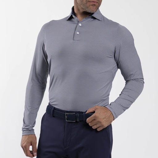 Kjus K00508 Men Soren Stripe Polo L/S Atlanta Blue/White