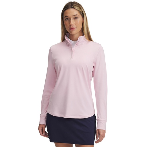 1383614-647 UA Playoff 1/4 Zip Prime Pink/Downpour Gray