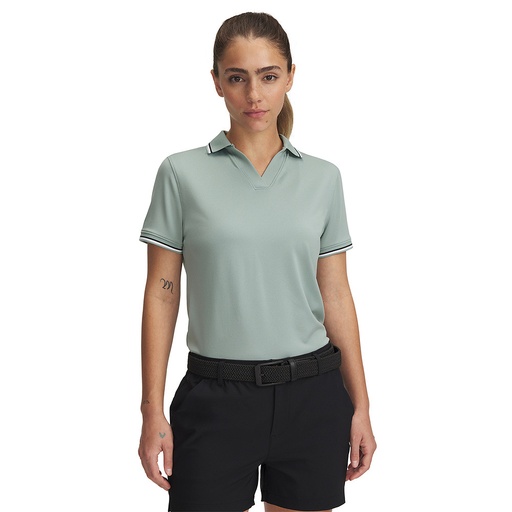 6000657-348 UA Drive SS Rib Polo Silica Green/Black/Black