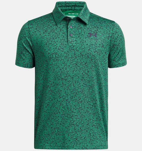 1382681-305 UA Playoff Printed Polo Team Kelly Green/ Midnight Navy/Midnight NAvy